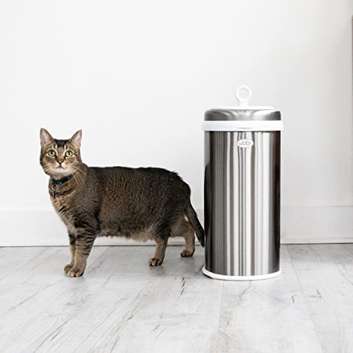 Ubbi Pet Waste Pail, Cat Litter Disposal System, Odor Locking, Chrome