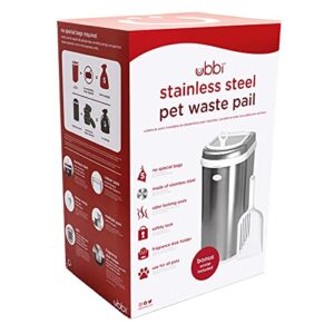 Ubbi Pet Waste Pail, Cat Litter Disposal System, Odor Locking, Chrome