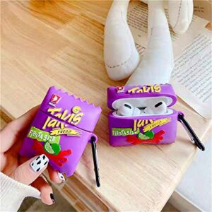 Airpods 2/1 Cute Candy Box, Fashionable Candy Food Series. The Cute 3D Unique Design for Airpods 1/2 is The Best Gift for Boys, Girls, and Men. Airpod case (Takis Purple)