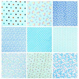 exceart 9pcs cotton fabric quilting patchwork fabric square sewing craft fabric printed fabric bundle with scissors for sewing quilting handmade diy crafts (mixed color 25x25cm)