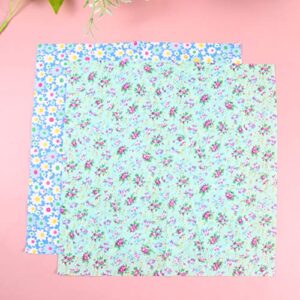 EXCEART 9pcs Cotton Fabric Quilting Patchwork Fabric Square Sewing Craft Fabric Printed Fabric Bundle with Scissors for Sewing Quilting Handmade DIY Crafts (Mixed Color 25x25cm)