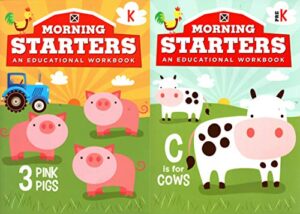pre-k & kindergarten - morning starters educational workbooks - set of 2 books - v10