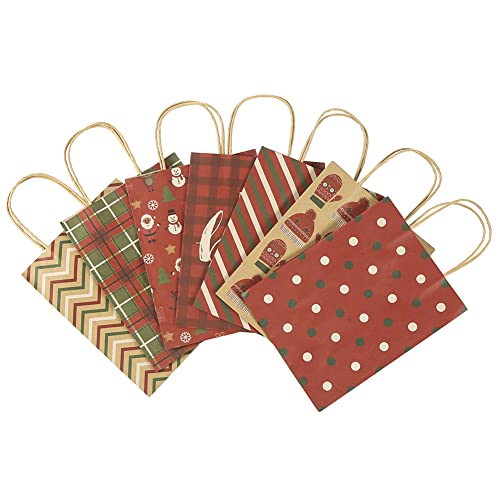 Sattiyrch Christmas Gift Bags 28 Count,Medium Size Kraft Paper Gift Bags with Handles,Brown Shopping Bags, Party Bags