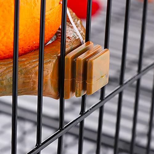 Bird Feeder Fruit Shape with Clamp Holder Cage-Pet Food & Water Bowl Parrot Food Box Cage Decoration (Orange Shape)
