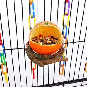 Bird Feeder Fruit Shape with Clamp Holder Cage-Pet Food & Water Bowl Parrot Food Box Cage Decoration (Orange Shape)