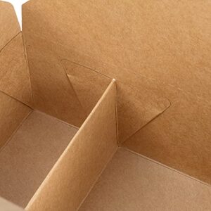 Restaurantware Bio Tek 47 oz Rectangle Kraft Paper #3 Bio Box Take Out Container - 2-Compartment - 6 1/2" x 5 1/4" x 2 1/2" - 200 count box