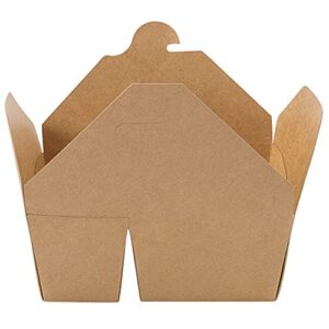 Restaurantware Bio Tek 47 oz Rectangle Kraft Paper #3 Bio Box Take Out Container - 2-Compartment - 6 1/2" x 5 1/4" x 2 1/2" - 200 count box