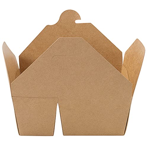 Restaurantware Bio Tek 47 oz Rectangle Kraft Paper #3 Bio Box Take Out Container - 2-Compartment - 6 1/2" x 5 1/4" x 2 1/2" - 200 count box