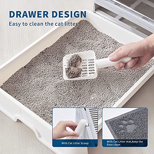 Medario Cat Litter Box with Cat Litter Mat and Scoop, Large Foldable Litter Box with Lid, Front Entry Top Exit Kitty Litter Box, Odor Control Easy Clean (Grey)