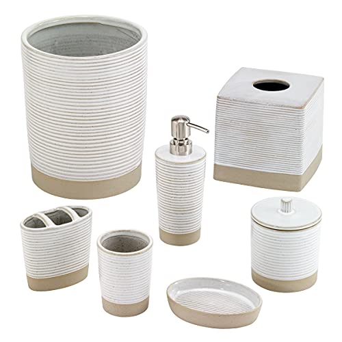 Avanti Linens - Wastebasket, Decorative Trash Can, Ribbed Style Home Decor (Drift Collection)