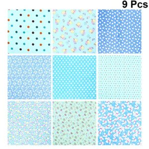 EXCEART 9pcs Cotton Fabric Quilting Patchwork Fabric Square Sewing Craft Fabric Printed Fabric Bundle with Scissors for Sewing Quilting Handmade DIY Crafts (Mixed Color 50x50cm)