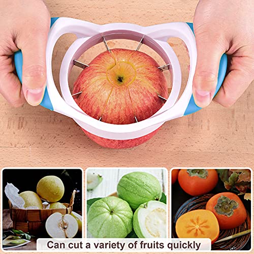 KUFUNG Apple Corer Slicer, Stainless Steel Blades Apple Cutter, Sharp Apple Peeler, Pitter, Divider (L, Blue)