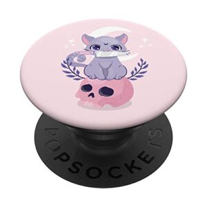 cute kawaii neko cat knife anime moon skull pink pastel goth popsockets popgrip: swappable grip for phones & tablets