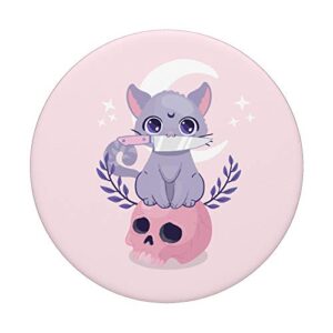 Cute Kawaii Neko Cat Knife Anime Moon Skull Pink Pastel Goth PopSockets PopGrip: Swappable Grip for Phones & Tablets