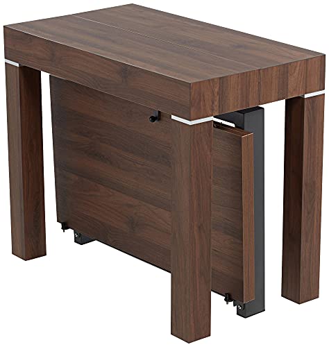 55 Downing Street Warhol Modern Distressed Walnut Wood Rectangular Dining Table 59 1/4" x 35 1/2" Brown 2-Leaf Extension for Spaces Living Room Bedroom Bedside Dining Room Entryway House Office