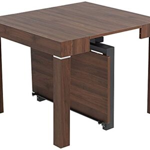 55 Downing Street Warhol Modern Distressed Walnut Wood Rectangular Dining Table 59 1/4" x 35 1/2" Brown 2-Leaf Extension for Spaces Living Room Bedroom Bedside Dining Room Entryway House Office