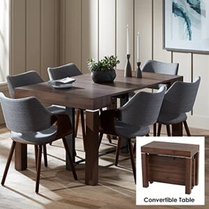 55 Downing Street Warhol Modern Distressed Walnut Wood Rectangular Dining Table 59 1/4" x 35 1/2" Brown 2-Leaf Extension for Spaces Living Room Bedroom Bedside Dining Room Entryway House Office
