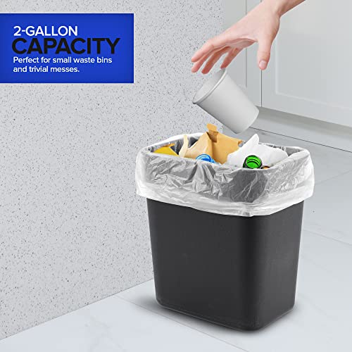 Stock Your Home Clear 2 Gallon Trash Bag (200 Pack) Un-Scented Small Garbage Bags for Bathroom Can, Mini Waste Basket Liner, Plastic Liners for Office Trashcan and Dog Poop, Bulk Household Supplies