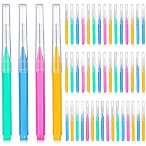 patelai 50 pieces braces brush for cleaner interdental brush toothpick dental tooth flossing head oral dental hygiene flosser toothpick cleaners tooth cleaning tool (green, blue, pink, orange)