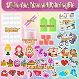 Innofans DIY Stickers for Kids - Craft Gifts for Mom, Unicorn Big Gem Diamond Painting Kit with 27 Cute Water Bottle Stickers & 3 Keychains, Kids Crafts, Unicorn Toys, Crafts for Girls Age 4-8, 8-12