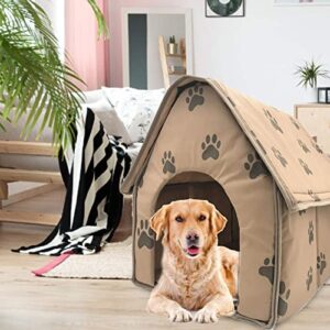 Foldable Small Footprint Pet Bed Weatherproof, Portable Dog House Indoor, Pet Shelter Suitable for Small to Medium Sized Dogs and Cats