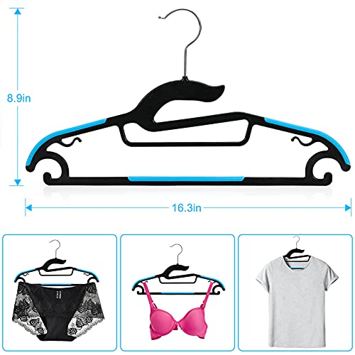 Tinfol 30PC Plastic Hangers Space Saving Clothes Hangers, Dry Wet Hangers with Blue Non-Slip Pads Clothes - Suit Hangers Heavy Duty Coat Hanger Perfect for Cloth,Underwear, Pants, Shirts and Sweaters