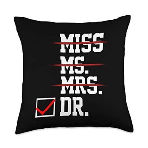 doctor gifts co. doctor women for her female phd graduation gift throw pillow, 18x18, multicolor