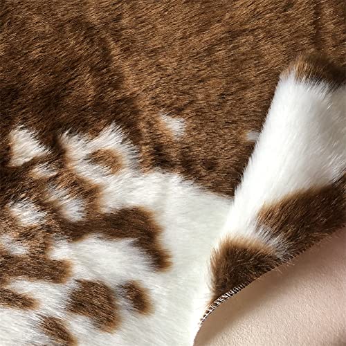 Huichenxing2021FURSTORE Faux Fur Deer Print Area Rug, Animal Deer Hide Skin Cowhide Area Rug Animals Mat Non-Slip Deer Rug for Home Living Room Bedroom 33.5in x43.3in/2.8ftx3.6ft