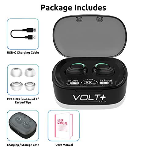 VOLT PLUS TECH Wireless V5.1 PRO Earbuds Compatible with Motorola Moto G (3rd Gen.) IPX3 Bluetooth Touch Waterproof/Sweatproof/Noise Reduction with Mic (Black)