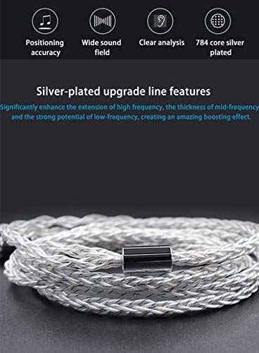 FAAEAL KZ ZSN ZS10 PRO Upgrade Earphone Cable,8 Core Cable Silver Blue Hybrid 784 Cores Silver Plated Upgrade Cable,Dedicated Cable 2Pin 0.75mm Replacement Headphone Wire for KZ ZSX Zax ZSN PRO