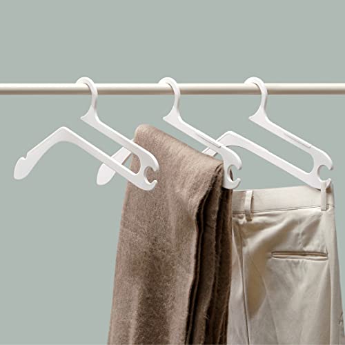 Space Saving, Heavy Duty, Non-Slip Suit, Pants Clothes Hangers, White Large - Pack of 10