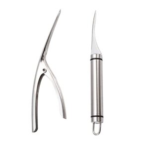 (2 pack) stainless steel shrimp line knife+ shrimp peeler, shrimp line tool easily remove fish scales shrimp shells feather for kitchen tools (2021 newest)