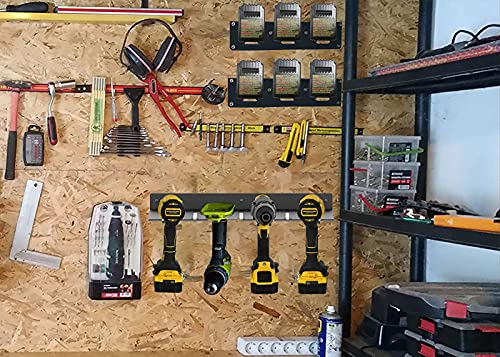 SZWJT-LV Power Tool Organizer, Electric Drill Storage Rack, Holds 4 Drills, Hanging Wall Mounted Organizer for Garage, Home, Workshop, Shed…