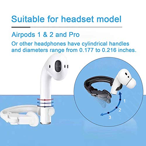 SUOFEIK 4 Pairs Ear Hooks Compatible with Apple AirPods 3 ,1, 2 and Pro, Anti-Slip Anti-Drop Ear Covers AirPods Accessories for Running, Cycling and Other Indoor-Outdoor Activities (2+2White)
