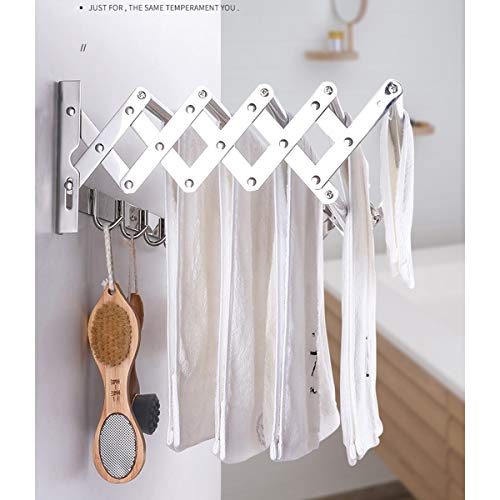 ZCXBHD Folding Drying Racks Telescopic Storage Finishing Rack Wall-Mounted 304 Stainless Steel Accordion Style Suitable for Bathroom (Size : 60cm)