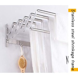 ZCXBHD Folding Drying Racks Telescopic Storage Finishing Rack Wall-Mounted 304 Stainless Steel Accordion Style Suitable for Bathroom (Size : 60cm)