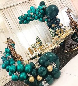 boognt double stuffed forest green and emerald balloon garland arch kit for elegant ladies birthday wild one jungle baby shower bridal shower rustic dinner party backdrop decoration