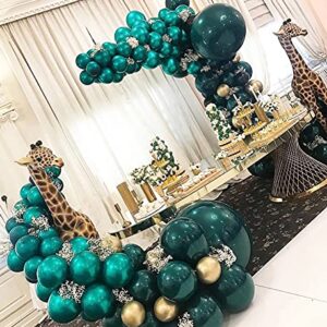 Boognt Double Stuffed Forest Green and Emerald Balloon Garland Arch Kit for Elegant Ladies Birthday Wild One Jungle Baby Shower Bridal Shower Rustic Dinner Party Backdrop Decoration