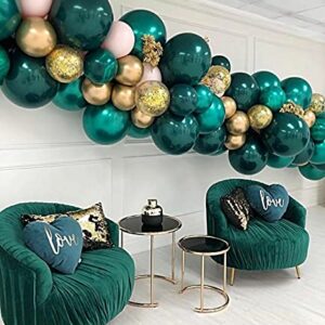 Boognt Double Stuffed Forest Green and Emerald Balloon Garland Arch Kit for Elegant Ladies Birthday Wild One Jungle Baby Shower Bridal Shower Rustic Dinner Party Backdrop Decoration