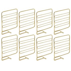mdesign versatile metal wire closet shelf divider and separator for storage and organization in bedroom, bathroom, kitchen and office shelves - easy install - 8 pack - soft brass
