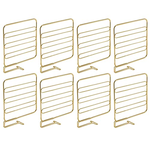 mDesign Versatile Metal Wire Closet Shelf Divider and Separator for Storage and Organization in Bedroom, Bathroom, Kitchen and Office Shelves - Easy Install - 8 Pack - Soft Brass