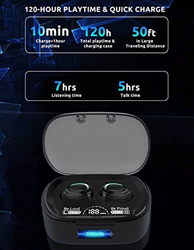 VOLT PLUS TECH Wireless V5.1 PRO Earbuds Compatible with ZTE Blade X Max IPX3 Bluetooth Touch Waterproof/Sweatproof/Noise Reduction with Mic (Black)