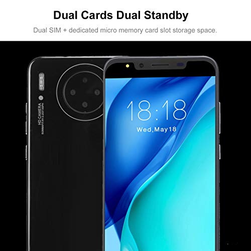 Dilwe M30PLUS 5.72in Smartphone, International Version 3G Smart Phone, 512MB + 4G Memory Dual SIM+Memory Card Slot Cell Phone for Android System(Black)