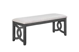 new classic furniture gia upholstered dining bench, smoky gray finish
