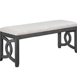 New Classic Furniture Gia Upholstered Dining Bench, Smoky Gray Finish