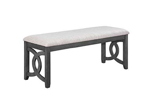 New Classic Furniture Gia Upholstered Dining Bench, Smoky Gray Finish