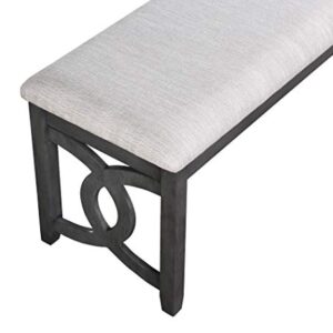 New Classic Furniture Gia Upholstered Dining Bench, Smoky Gray Finish