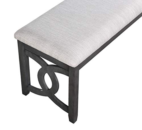 New Classic Furniture Gia Upholstered Dining Bench, Smoky Gray Finish