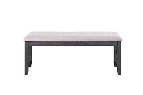 New Classic Furniture Gia Upholstered Dining Bench, Smoky Gray Finish