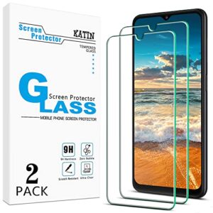 katin [2-pack] tempered glass for samsung galaxy a12 screen protector anti scratch, bubble free, 9h hardness, easy to install, case friendly